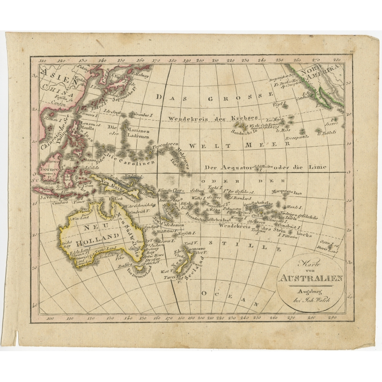 Antique Map of Australia and New Zealand by Walch (1826)
