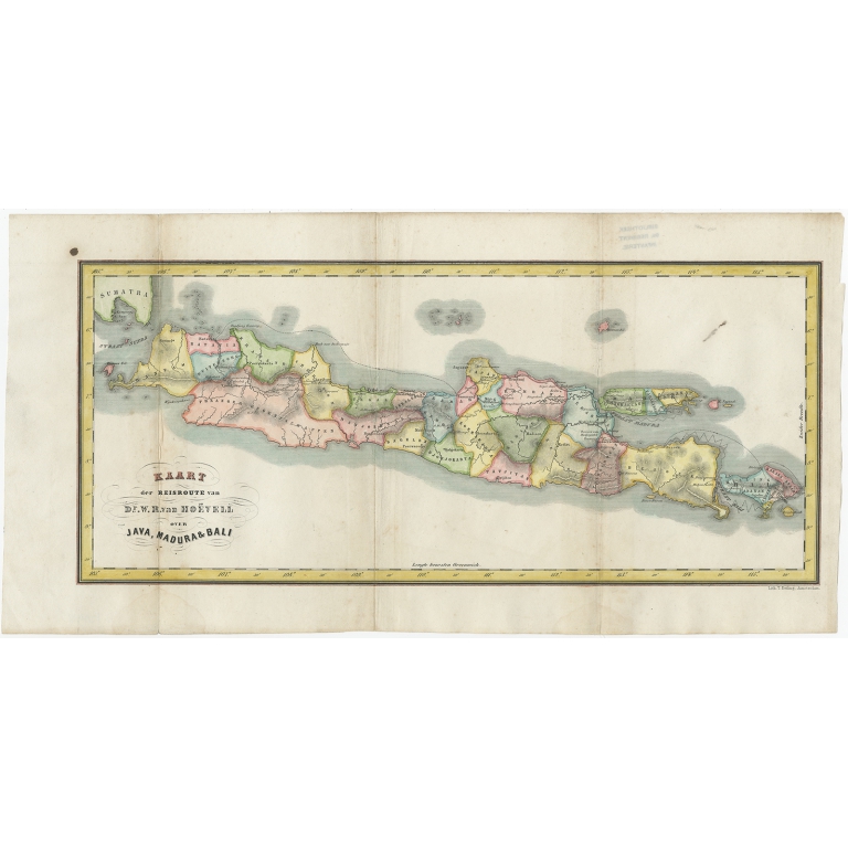 Antique Map of Java, Madura and Bali by Van Hoëvell (c.1850)