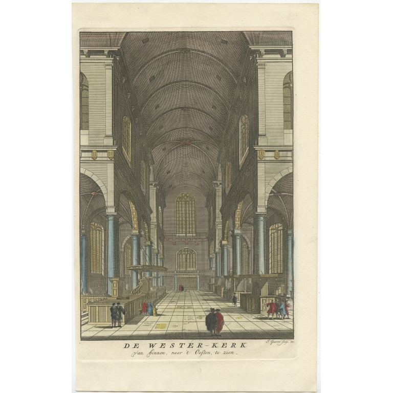 Antique Print of the 'Westerkerk' Church by Goeree (1765)