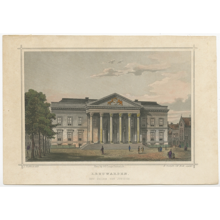 Antique Print of the Palace of Justice in Leeuwarden by Terwen (1858)