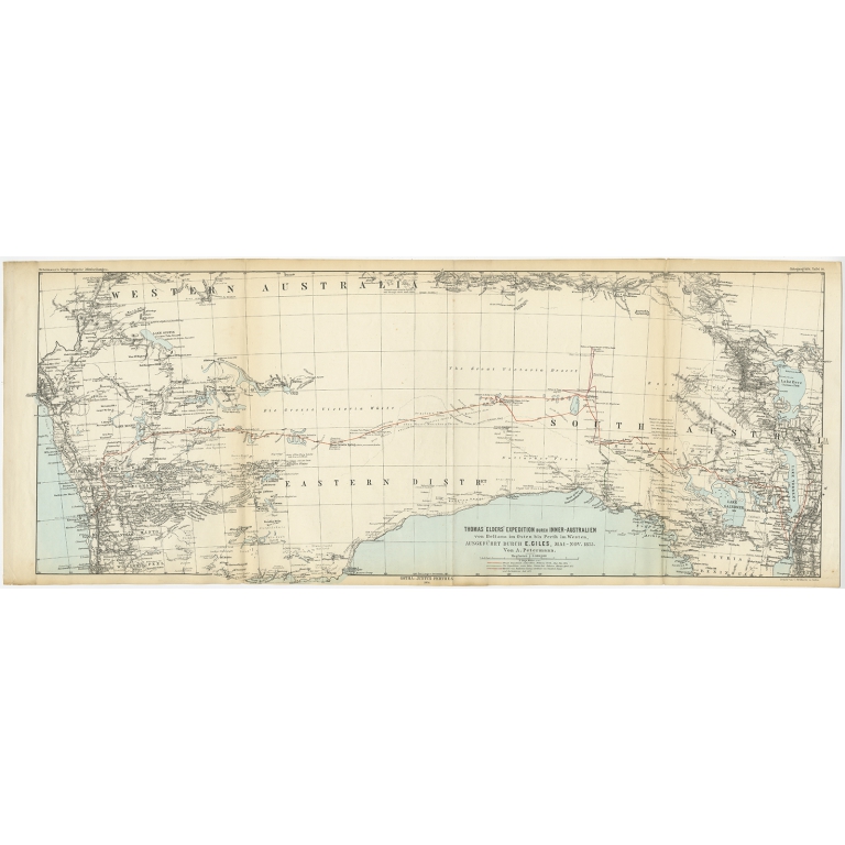 Antique Map of Australia from Beltana to Perth by Petermann (1877)