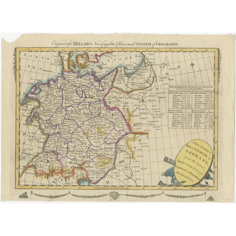 Antique Map of the German Empire by Millar (1782)