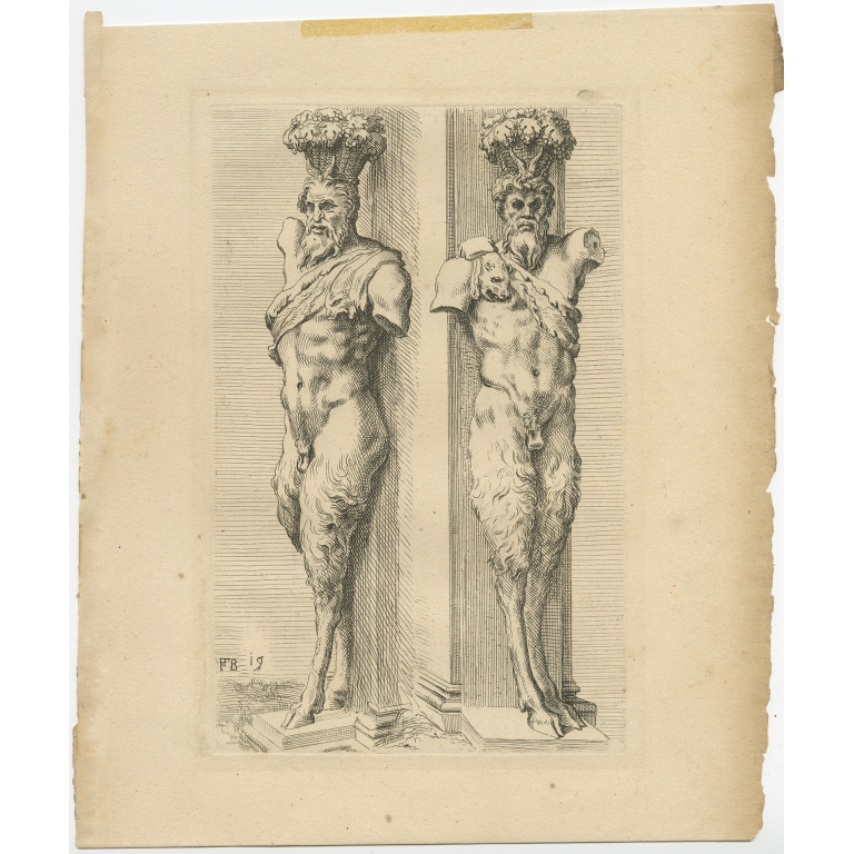 Antique Print of a Satyr Statue by Perrier (1638)