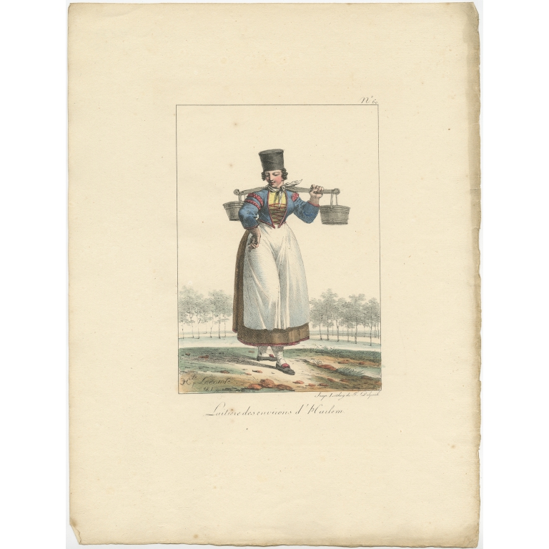 Antique Print of a Milkmaid from Haarlem by Delpech (1819)