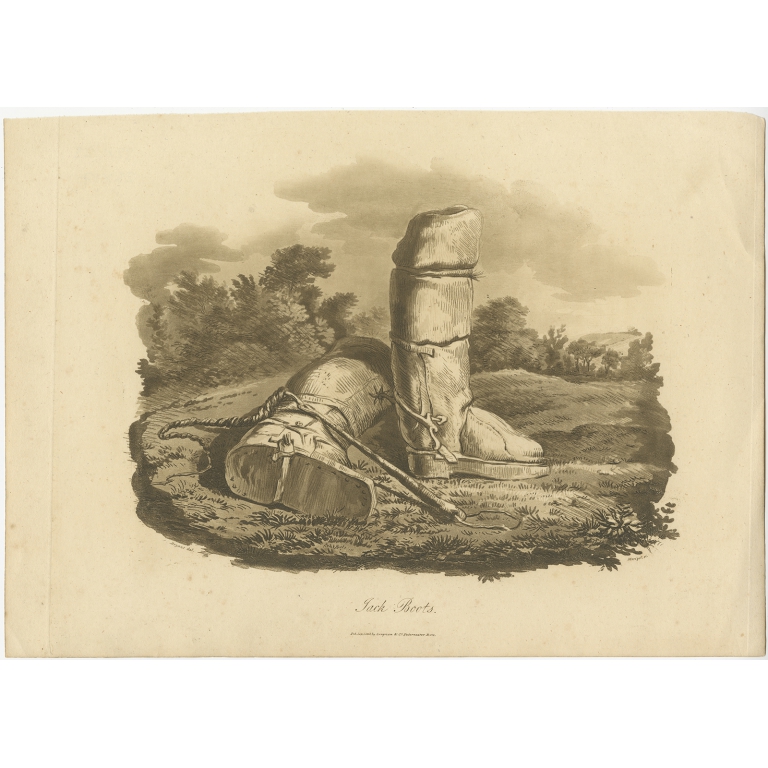 Antique Print of Jackboots by Longman (1805)