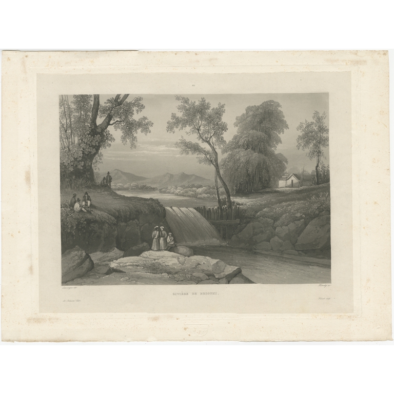 Antique Print of the Bezouki River (Java) by Himely (1835)