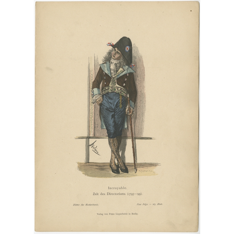 Antique Costume Print of post-revolutionary France by Lipperheide