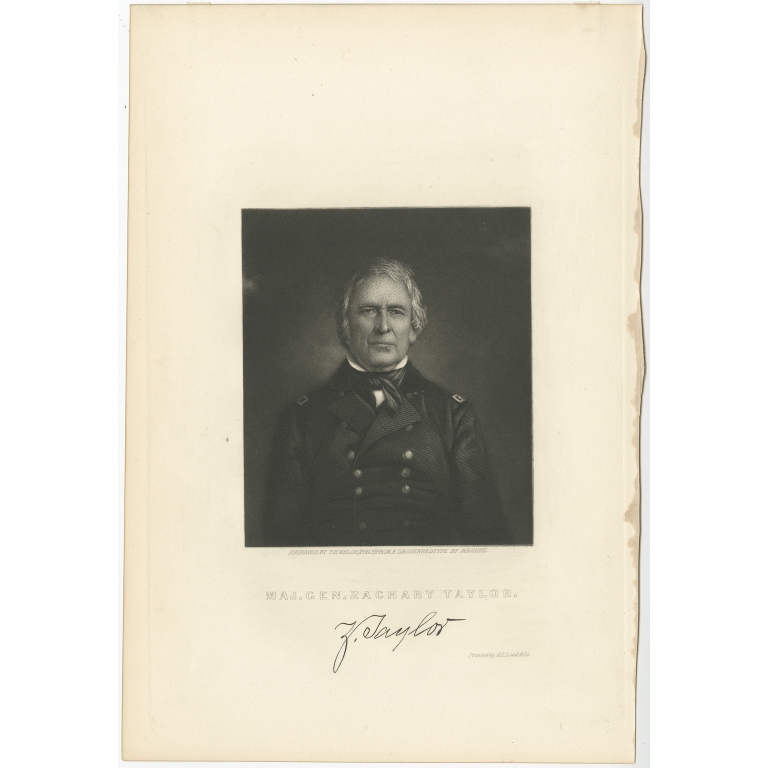 Antique Portrait of Zachary Taylor by Welch (c.1865)