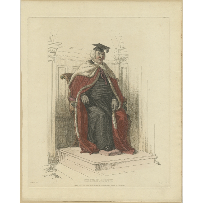 Antique Print of a Doctor in Divinity by Ackermann (1814)