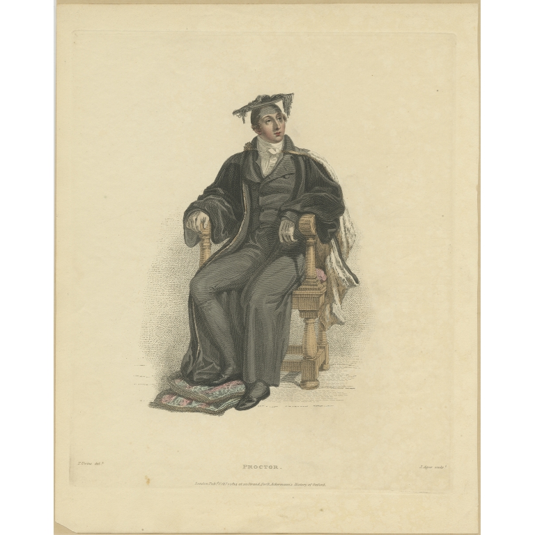 Antique Print of a Proctor by Ackermann (1814)