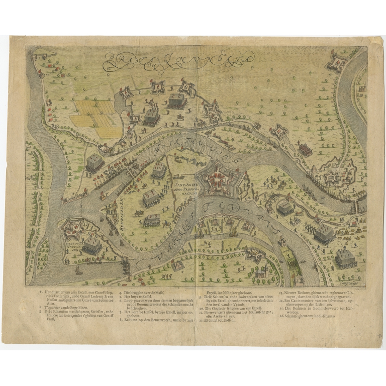 Antique Map of St. Andries (Heerewaarden) by Orlers (1610)
