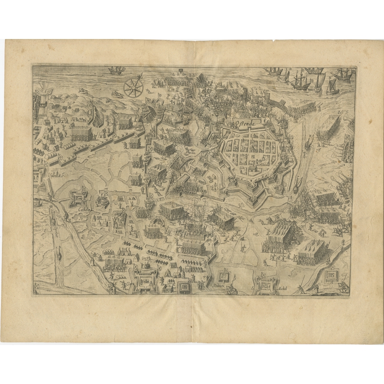 Antique Map of Oostende by Orlers (1615)