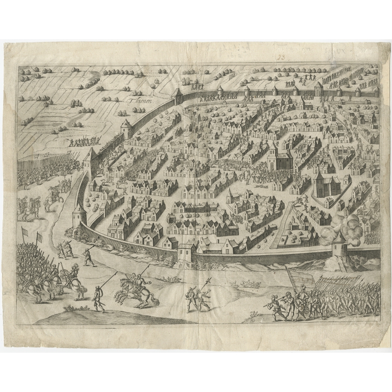 Antique Map of Tienen by Orlers (1615)