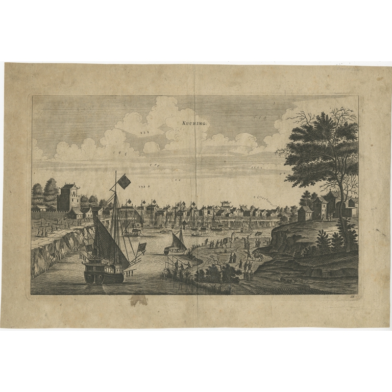 Antique Print of the City of Kuchin by Nieuhof (1668)