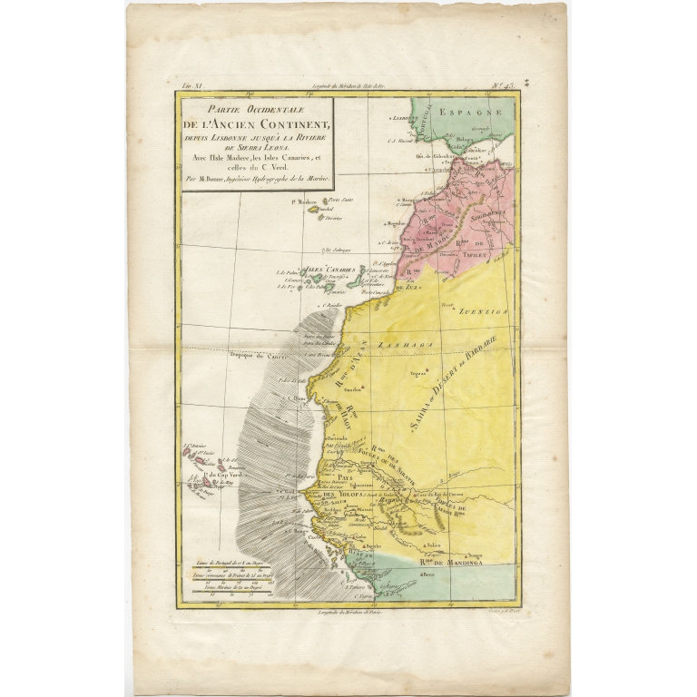Antique Map of the Coast of Northwest Africa by Dien (1820)