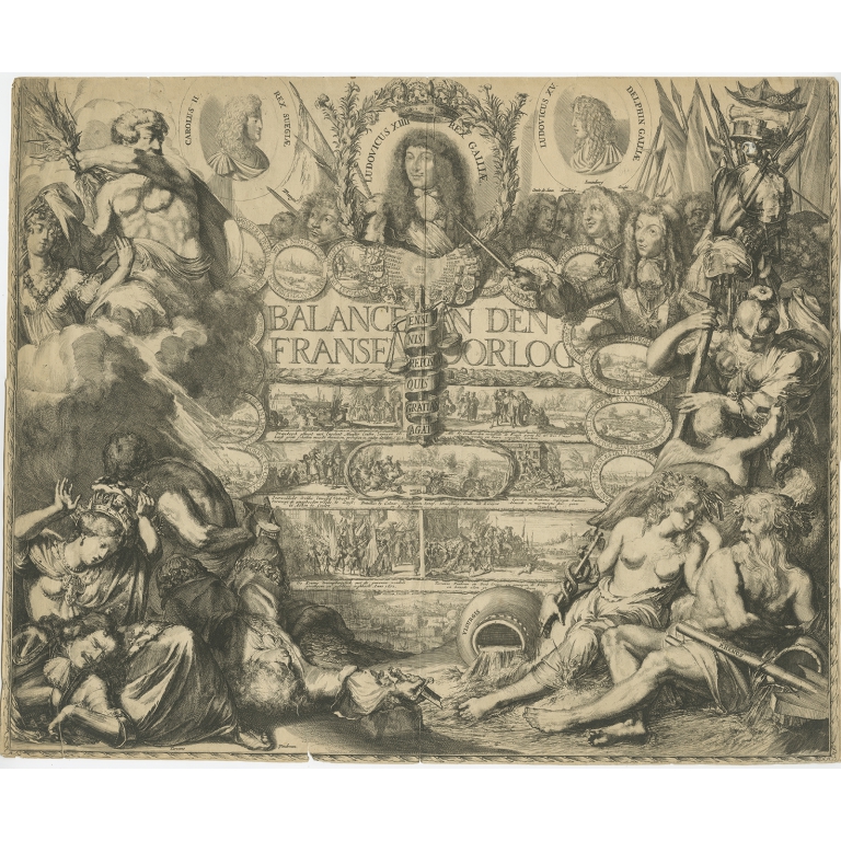 Antique Print with an Allegory of France by De Hooghe (1676)