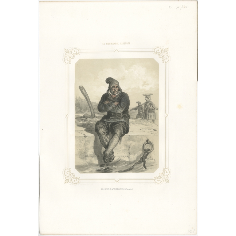 Antique Print of Fishermen from Dieppe by Charpentier (1852)