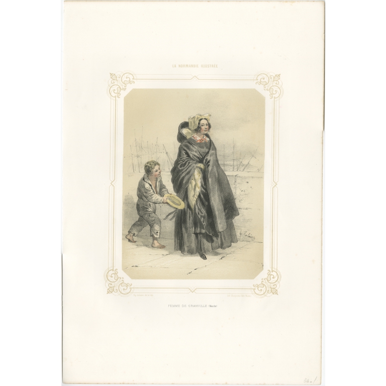 Antique Print of a Woman from Granville by Charpentier (1852)