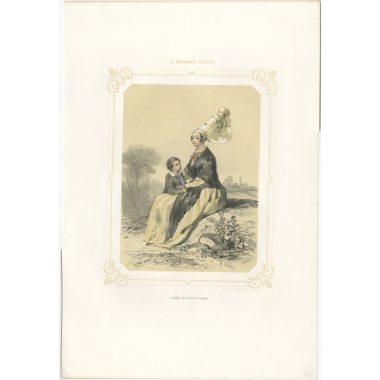 Antique Print of a Woman from Lisieux by Charpentier (1852)