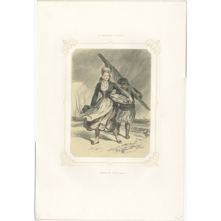 Antique Print of a Woman from Pollet by Charpentier (1852)