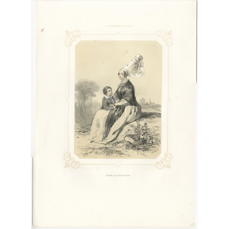 Antique Print of a Woman from Lisieux by Charpentier (1852)