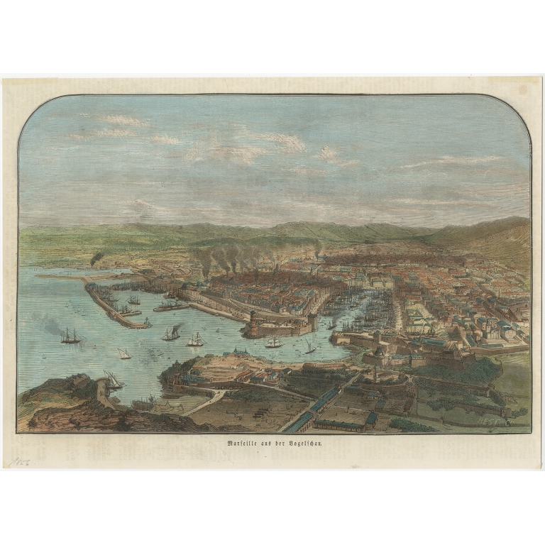 Antique Print of the City of Marseille (c.1885)