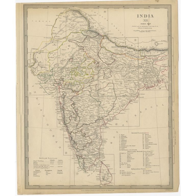 Pl. 12 Antique Map of India and Ceylon by Walker (1835)