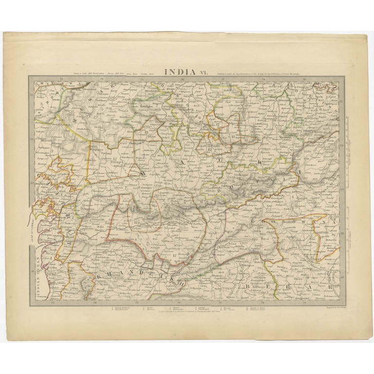 Pl. 6 Antique Map of the Region of Malwa (India) by Walker (1833)