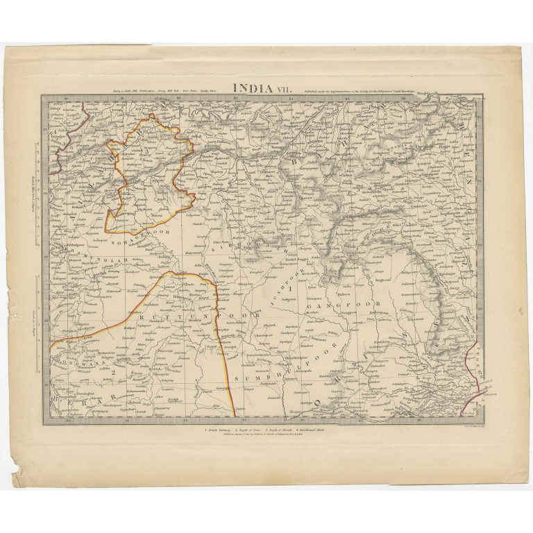 Pl. 7 Antique Map of the Region of Berar and Rewah by Walker (1832)