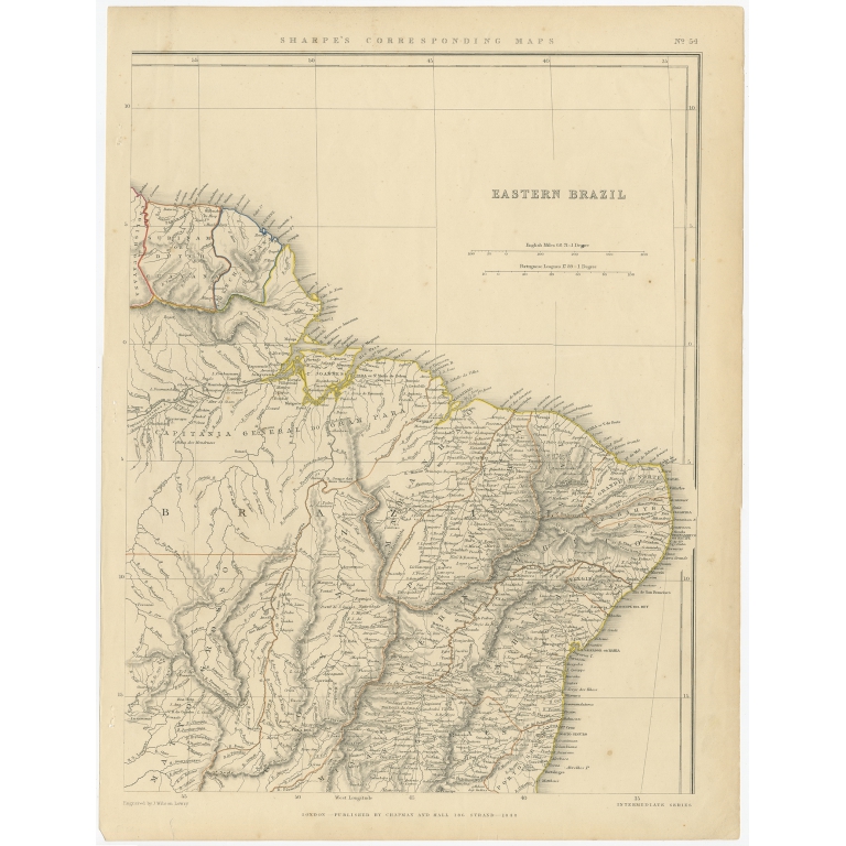 Antique Map of Eastern Brazil by Sharpe (1849)