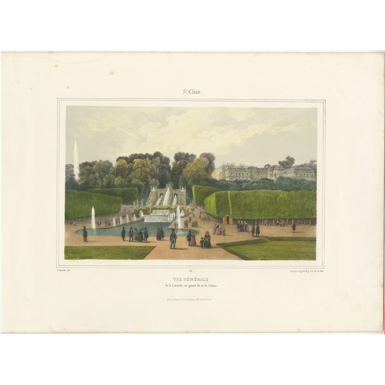 Antique Print of Parc de Saint-Cloud by Bry (1856)