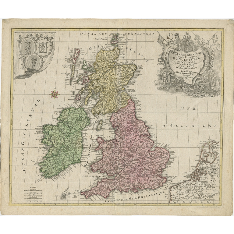 Antique Map of the British Isles by Lotter (1764)