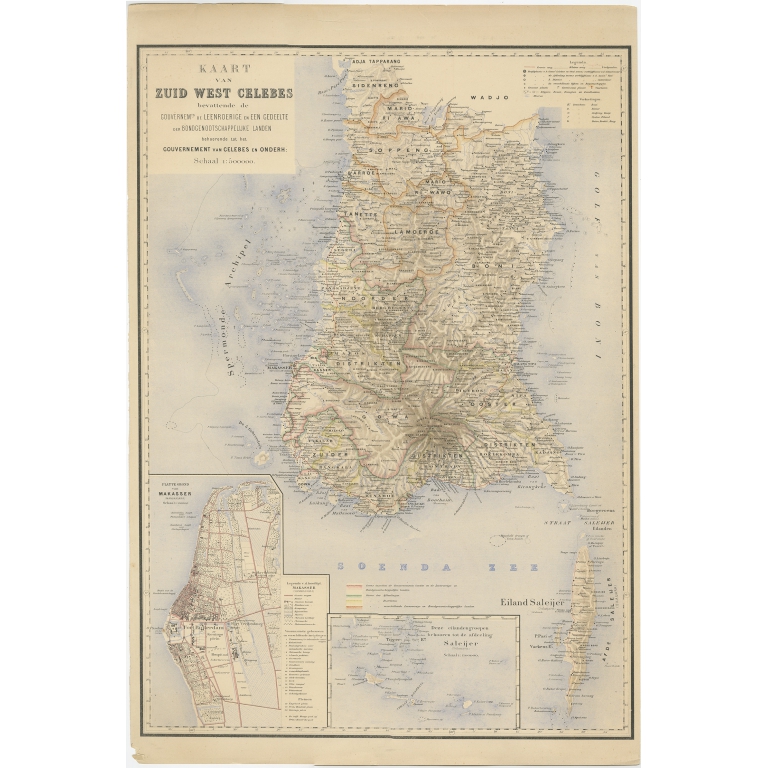 Antique Map of Southern Sulawesi by Stemfoort (1885)