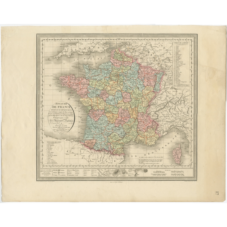 Antique Map of France by Tardieu (c.1825)
