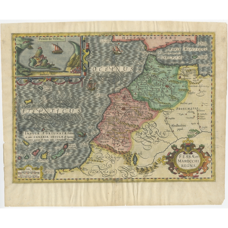Antique Map of Morocco by Hondius (1605)