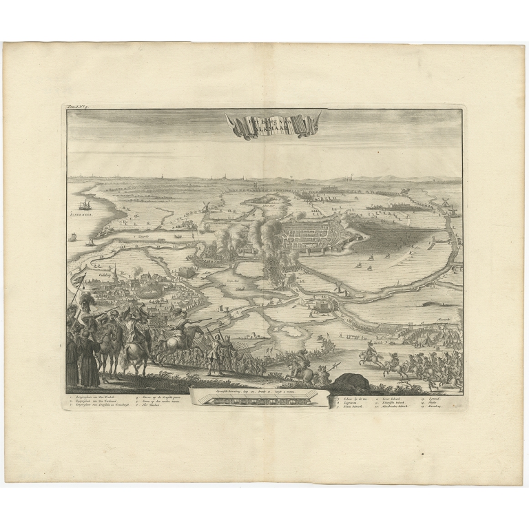 Antique Print of the Siege of Alkmaar by Decker (1681)