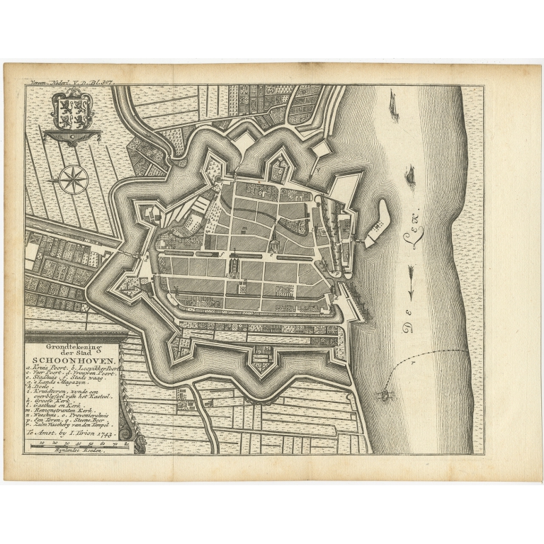 Antique Map of Schoonhoven by Tirion (c.1740)