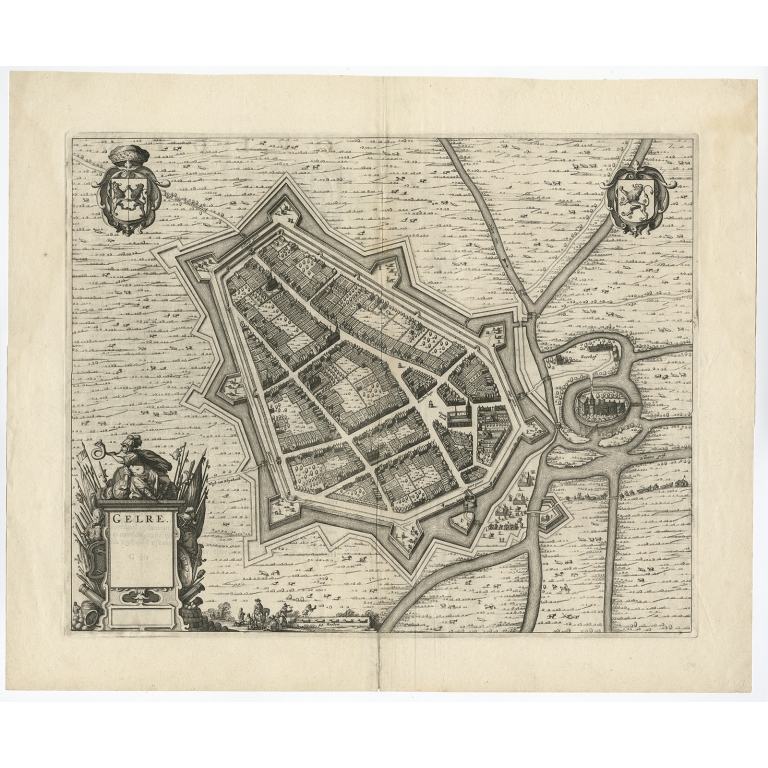 Antique Map of the City of Geldern by Blaeu (1649)