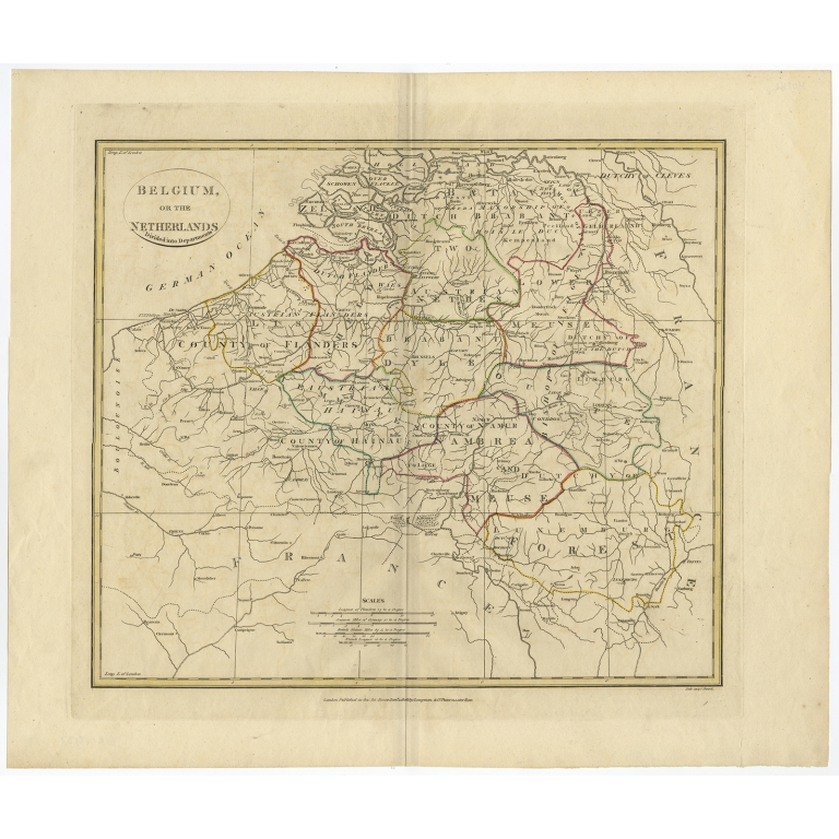 Antique Map of Belgium and part of the Netherlands by Neele (1810)