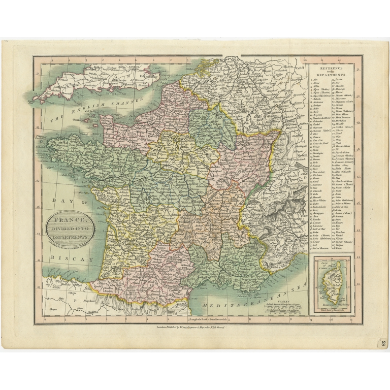 Antique Map of France by Cary (1816)