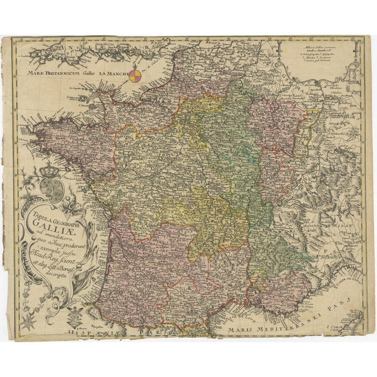 Antique Map of France by Euler (c.1753)