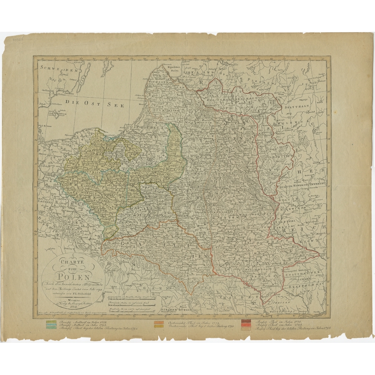 Antique Map of Poland by Güssefeld (1806)
