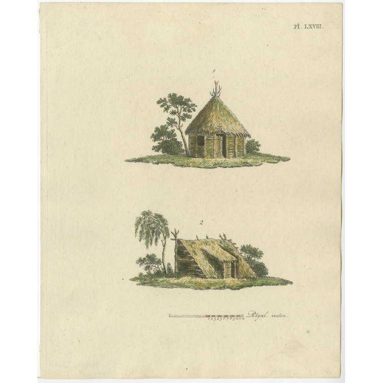 Pl. 68 Antique Print of Garden Architecture by Van Laar (1802)