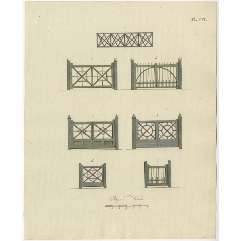 Pl. 106 Antique Print of Garden Architecture by Van Laar (1802)