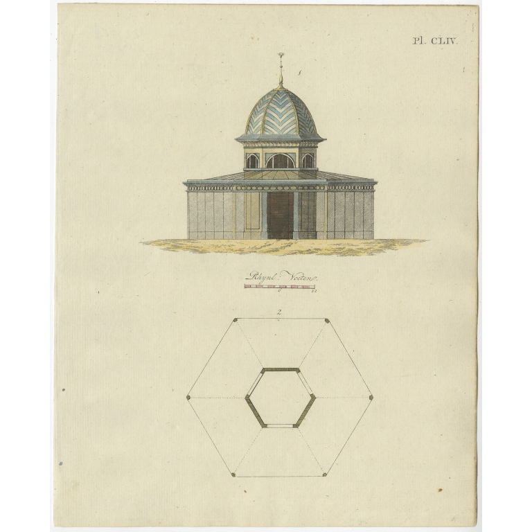 Pl. 154 Antique Print of Garden Architecture by Van Laar (1802)