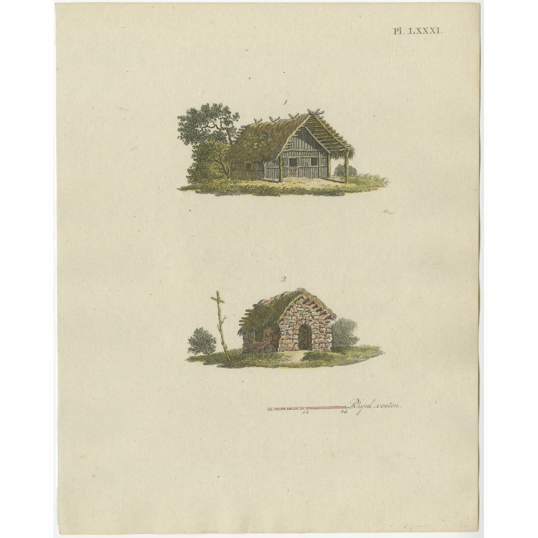 Pl. 81 Antique Print of Garden Architecture by Van Laar (1802)