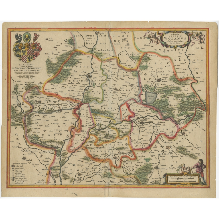 Antique Map of Lower Silesia by Blaeu (c.1650)