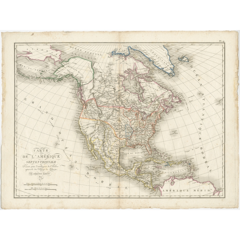 Antique Map of North America by Tardieu (1821)