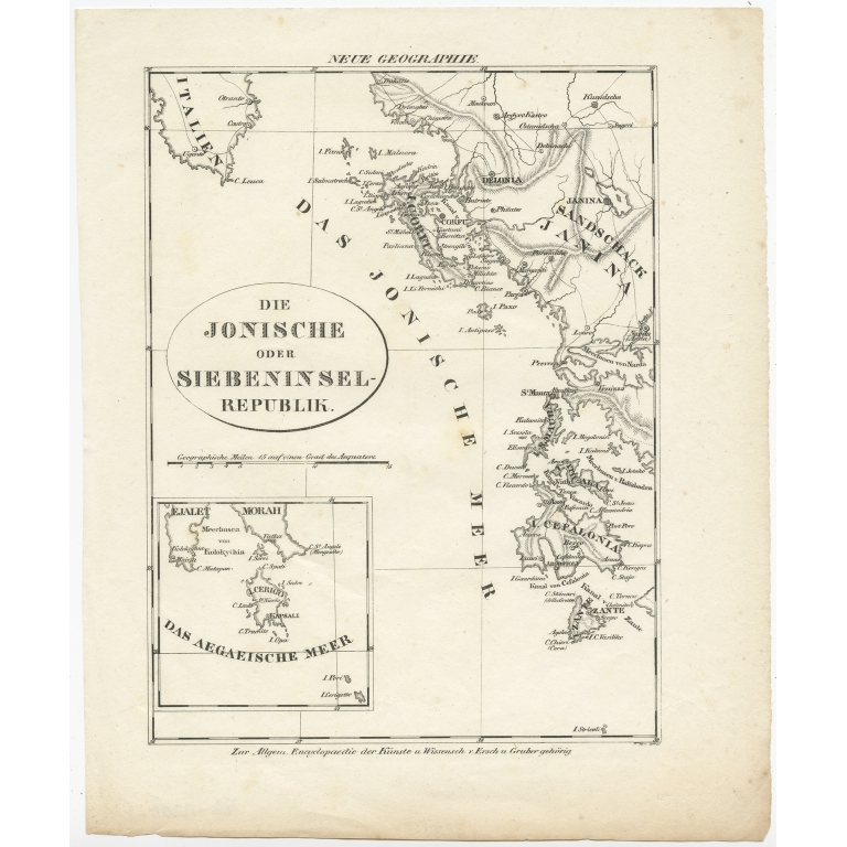 Antique Map of the Ionian Islands by Ersch-Gruber (c.1880)