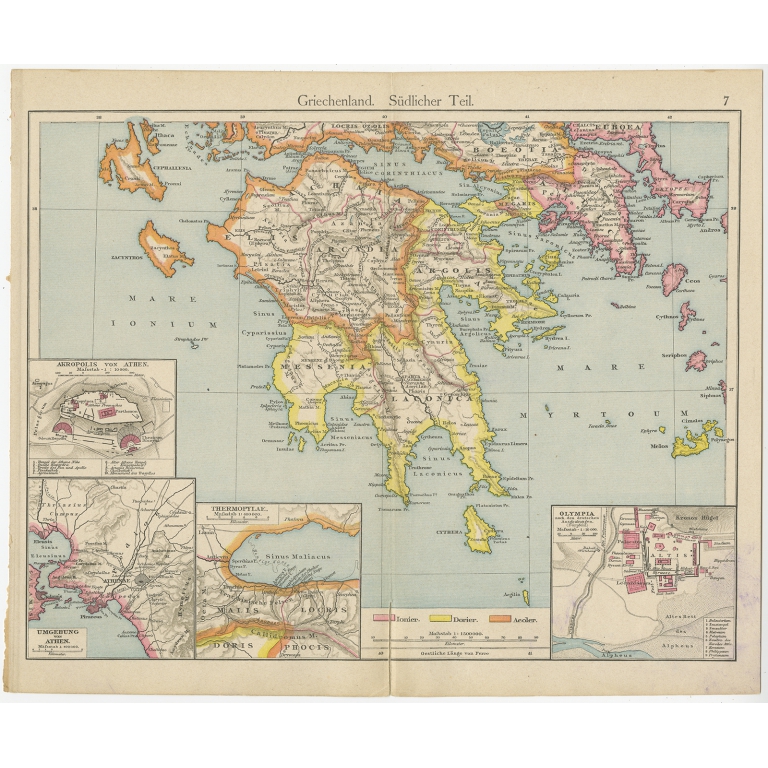 Antique Map of Southern Greece (c.1892)
